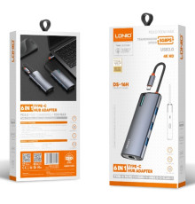 USB Hub LDNIO DS-16H Type-C To PD*1(100W)+HDMI*1(4K@30hz)+USB3.0*3+RJ45*1(1Gbps) Колір Сiрий 6933138601594 ma37444_3611731