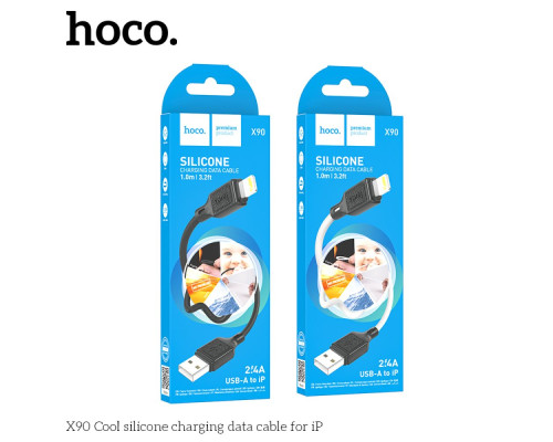 Кабель USB Hoco X90 Lightning 2.4A Колір Чорний 6931474788405 ma37459_3611913