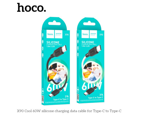 Кабель USB Hoco X90 Type-C to Type-C 60W Колір Чорний 6931474788467 ma37461_3611917