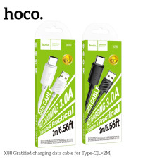 Кабель USB Hoco X88 Gratified Type C 3A 2m Колір Чорний 6942007653626 ma37784_3664768