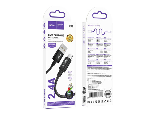 Кабель USB Hoco X89 Micro 2.4A 2m Колір Чорний 6942007646468 ma36894_3609480