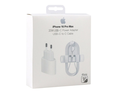 Мережевий Зарядний Пристрій ApplePD 20W 16 Pro Max+Type-C to Type-C 1:1 Колір Бiлий 2020000481645 ma37811_3664832