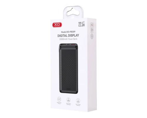 Універсальна Мобільна Батарея Power Bank XO PB309 22.5W Digital Fast Charger 20000mAh Колір Чорний 6975837584334 ma37903_3665068