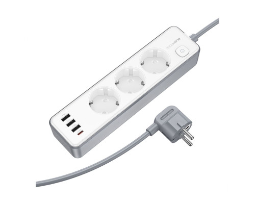 Мережевий Подовжувач Borofone BAC9 (PD20W/1C3A)(EU)(L=3M) Колір Бiлий 6941991116667 ma35771_3605169