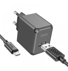 Мережевий Зарядний Пристрій Hoco CS11A 1USB 2.1A+USB to Type-C Колір Чорний 6942007603607