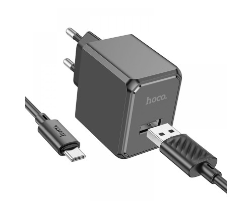 Мережевий Зарядний Пристрій Hoco CS11A 1USB 2.1A+USB to Type-C Колір Чорний 6942007603607