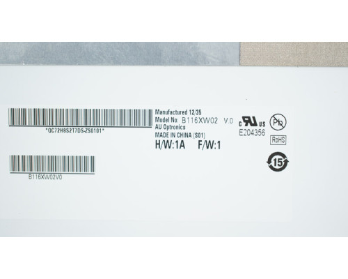 Матриця 11.6 B116XW02 V.0 (1366*768, 40pin, LED, NORMAL,глянцева, роз'єм праворуч знизу) для ноутбука (renew) NBB-34108
