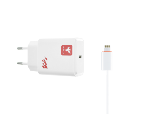 Зарядний пристрій FLYCDI FA-013 20W PD 3A USB-C з кабелем Lightning white PLS-00-00133886