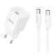 Зарядний пристрій Hoco C146A 20W 3A USB-C з кабелем C-C white PLS-00-00141168