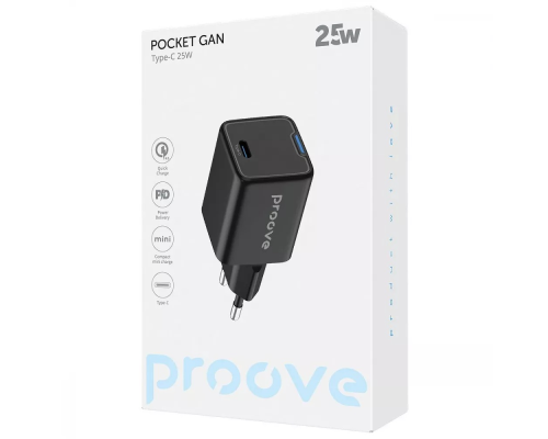 Зарядний пристрій Proove Pocket Gan 25W Type-C black PLS-00-00138625