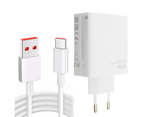 Зарядний пристрій Xiaomi 67W USB-A з кабелем Type-C (Original China) white PLS-00-00130673