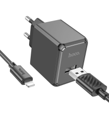 Зарядний пристрій Hoco CS11A 10.5W 2.1A 1USB-A з кабелем Lightning black PLS-00-00114977