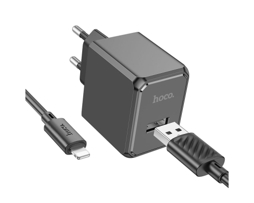 Зарядний пристрій Hoco CS11A 10.5W 2.1A 1USB-A з кабелем Lightning black PLS-00-00114977
