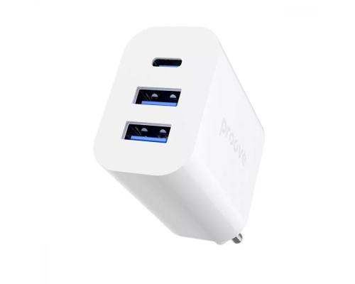 Зарядний пристрій Proove Rapid 30W 3A 2USB-A+1USB-C white PLS-00-00133925