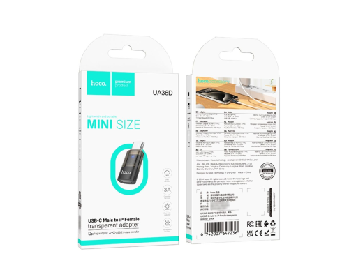 Перехідник Hoco UA36D Type-C to Lightning black PLS-00-00147131