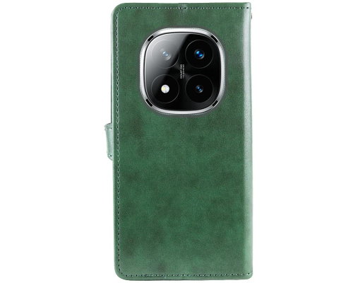 Чохол-книжка Leather GETMAN with card holder Xiaomi Redmi Note 14 Pro 5G green PLS-00-00148422