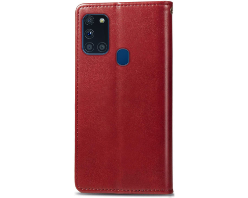 Чохол-книжка Leather GETMAN with card holder Samsung A217 Galaxy A21s red PLS-00-00128845