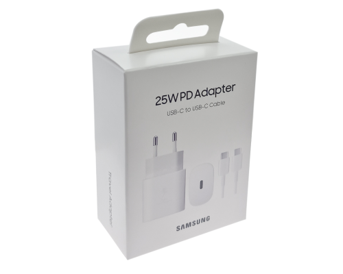 Зарядний пристрій Samsung EP-TA800 25W 3A 1USB-C retail packing з кабелем Type-C (Original) white PLS-00-00107379