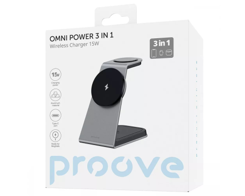 Бездротовий зарядний пристрій Proove Omni Power 3в1 15W white PLS-00-00132455