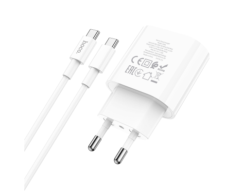 Зарядний пристрій Hoco C94A 20W 3A 1USB-C з кабелем Type-C white PLS-00-00092136