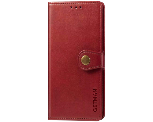Чохол-книжка Leather GETMAN with card holder Xiaomi Redmi Note 10 Pro red PLS-00-00086250