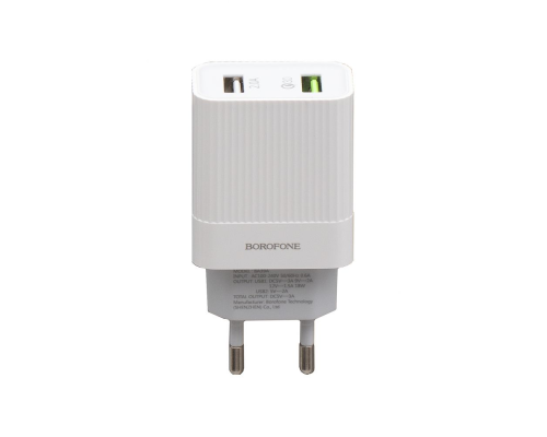 Зарядний пристрій Borofone BA38A Plus 20W 3A 2USB-A з кабелем Type-C white PLS-00-00061633