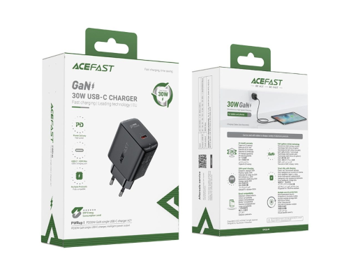 Зарядний пристрій Acefast A21 30W 3A USB-C black PLS-00-00101586