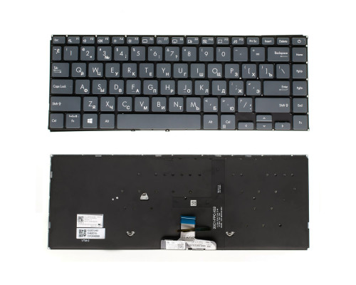 Клавіатура для ноутбука ASUS (UX435 series) rus, dark silver, без фрейма, підсвічування клавіш NBB-110794