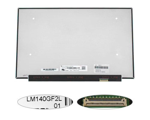 Матриця 14.0" LM140GF2L01 (2560*1600, 40pin(eDP, 400cd/m2 (!!!), IPS, передача кольорів: 100% sRGB),, LED, SLIM (без планок і вушок), матова, роз'єм справа внизу) для ноутбука