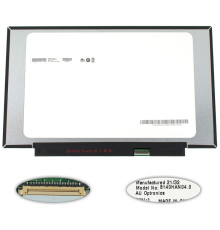 Матриця 14.0 B140HAN04.0 (1920*1080, 30pin(eDP, IPS, 250cd/m2, 45% NTSC), LED, SLIM (без планок та вушок), матова, роз'єм праворуч знизу, дп=220 (narrow border)) для ноутбука NBB-122026