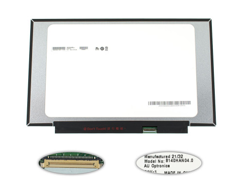 Матриця 14.0 B140HAN04.0 (1920*1080, 30pin(eDP, IPS, 250cd/m2, 45% NTSC), LED, SLIM (без планок та вушок), матова, роз'єм праворуч знизу, дп=220 (narrow border)) для ноутбука NBB-122026