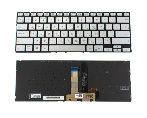 Клавіатура для ноутбука ASUS (X432 series) rus, sivler, без фрейму, підсвічування клавіш (оригінал) NBB-124552