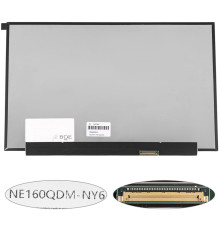 Матриця 16.0" NE160QDM-NY6 (2560*1600, 40pin(eDP, IPS, 120Hz), LED, SLIM(без планок та вушок), матова, роз'єм праворуч внизу) для ноутбука NBB-134186