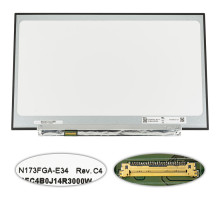 Матриця 17.3 N173FGA-E34 Rev C4 (1600*900, 30pin(eDP), LED, SLIM(без планок та вушек), матова, роз'єм ліворуч знизу) для ноутбука NBB-139501