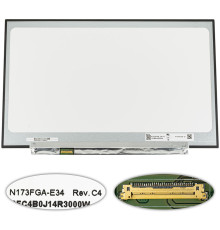 Матриця 17.3 N173FGA-E34 Rev C4 (1600*900, 30pin(eDP), LED, SLIM(без планок та вушек), матова, роз'єм ліворуч знизу) для ноутбука NBB-139501