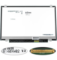 Матриця 14.0 B140XW02 V.3 (1366*768, 40pin, LED, SLIM (вертикальні вушки), глянцева, роз'єм праворуч знизу) для ноутбука