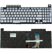 Клавиатура для ноутбука ASUS (G731GD, G731GT, G731GU) ukr, серебристый, без рамки, подсветка клавиш (RGB 1) (ОРИГИНАЛ)