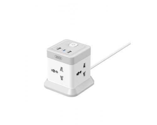 Мережевий Подовжувач XO WL20 20W Square Socket 4AC +USB-A+1USB-C PD/QC 2m М'ят.упак. Колір Бiлий