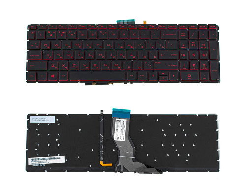 Клавіатура для ноутбука HP (Omen: 15-ax, 17-w series ) rus, black, без фрейма, підсвічування клавіш (RED) NBB-55262