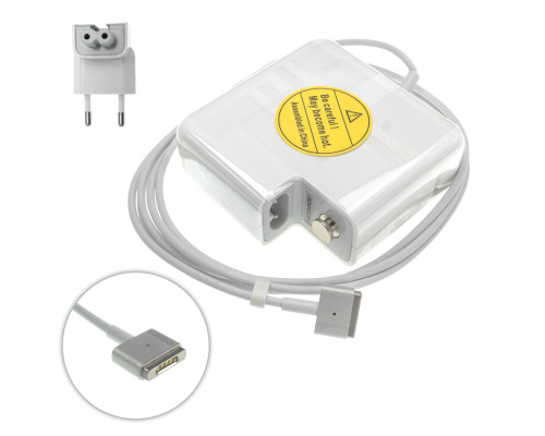 Оригінальний блок живлення для ноутбука APPLE MagSafe2 20V, 4.25A, 85W, White (з євро-адаптером),Т-подібний роз'єм MagSafe2 NBB-82165