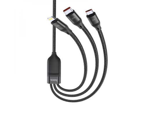 Кабель USB Hoco U104 3 in 1 Ultra 6A 1.2m Колір Чорний