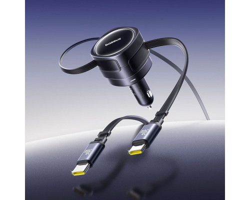 АЗП Baseus Enjoyment Max 60W (Retractable 2xType-C Cables) black 2003000288872 6932172682576