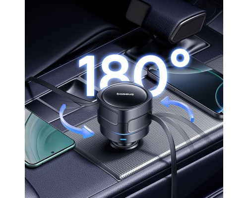 АЗП Baseus Enjoyment Max 60W (Retractable 2xType-C Cables) black 2003000288872 6932172682576