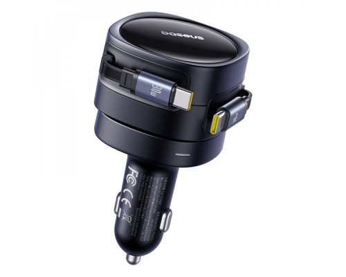 АЗП Baseus Enjoyment Max 60W (Retractable 2xType-C Cables) black 2003000288872 6932172682576
