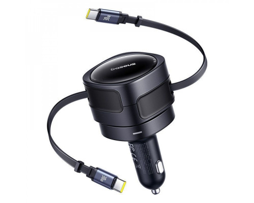 АЗП Baseus Enjoyment Max 60W (Retractable 2xType-C Cables) black 2003000288872 6932172682576