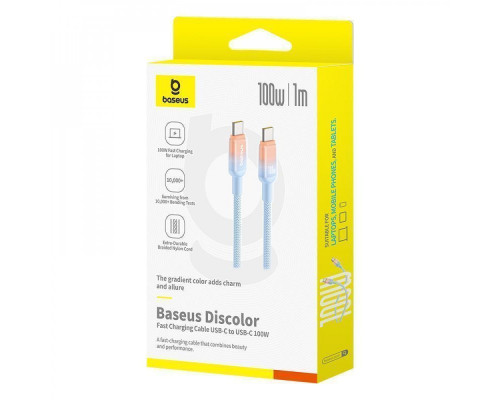 Кабель Baseus Discolor Series Fast Charging Type-C to Type-C 100W (1m) blue 2003000197853 6932172668273