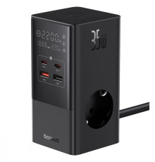 Мережевий фільтр Baseus Power Combo Tower Digital (3*AC+2*USB+2*Type-C 35W 1.5m) black 2003000159615 6932172631918