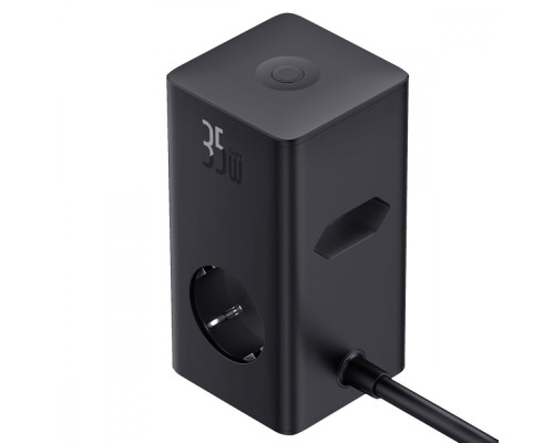 Мережевий фільтр Baseus Power Combo Tower Digital (3*AC+2*USB+2*Type-C 35W 1.5m) black 2003000159615 6932172631918