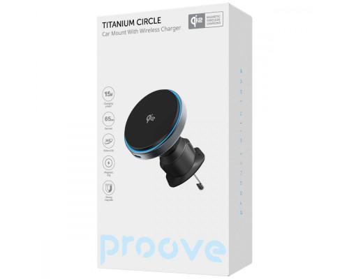 Автомобільний тримач з Бездротовим ЗП Proove Titanium Circle Qi2 15W gray 2003000236026 6901111071849