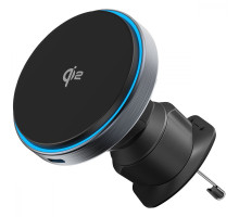 Автомобільний тримач з Бездротовим ЗП Proove Titanium Circle Qi2 15W gray 2003000236026 6901111071849